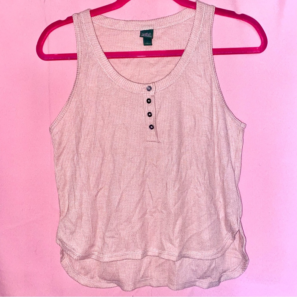 Wild Fable Dusty Pink Rose Tanktop Rosegold Buttonfront Target Curved Hem Medium